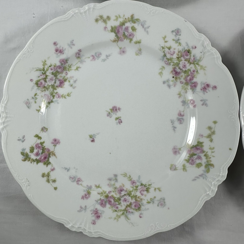 Antique Versailles Austria Porcelain‎ Dinner Plates Set 4 Pink Rose Cottagecore